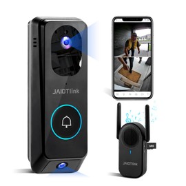 JAIOTlink 2K Dual Lens Video Doorbell Camera Wireless with Chime, Package Protection, 64GB SD Card, Voice Changer, 2-Way Audio, Night Vision, Compatible with Alexa