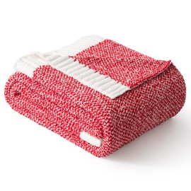 MIULEE Christmas Red Super Soft Throw Blanket for Couch, Cozy Fluffy Warm Blankets Lightweight Knit Throw Blankets for Sofa, Bed, Chair, Living Room, Camping, Picnic, 50 x 70 inch