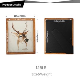 Icheesady Picture Frames, 8x10 inch, Solid Wood Brown Photo Frames Set of 2, Wall or Table Mount