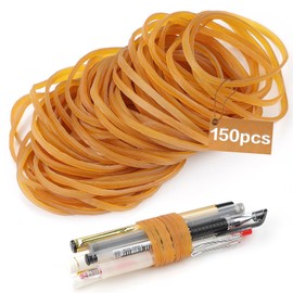 TXXATX Rubber Bands Pack of 150 Rubber Rings Yellow Rubber Bands Wide 60 x 3 mm Thick Household Rubber Reusable Rubber Household Rubber Ring Elastic Band for Kitchen Office School Supplies