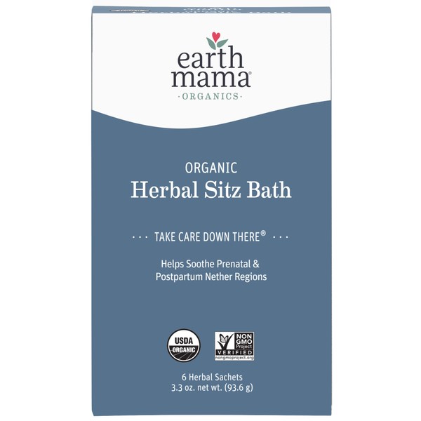 Organic Herbal Sitz Bath by Earth Mama | Soothing Perineal Soak for Pregnancy and Postpartum Care, 6-Count