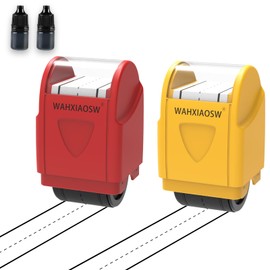 Handwriting Lines Stamp Roller Self-Inking Line Rolling Stamps Handwriting Practice Tool for Teachers Kids Kindergarten (Red+Yellow)