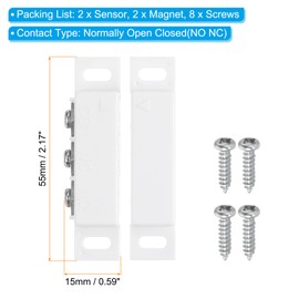 PATIKIL Magnetic Reed Switch, 2 Sets Normally Open Closed NC NO Wired Surface-Mounted Door Window Reed Switch