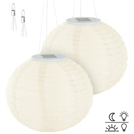 Lunartec Solar Garden Lantern: Set of 2 Solar LED Lanterns, Twilight Sensor, IP44, Warm White, Diameter 30 cm (LED Garden Lantern, Solar Lanterns, Warm Light, Garden Decorative Light)