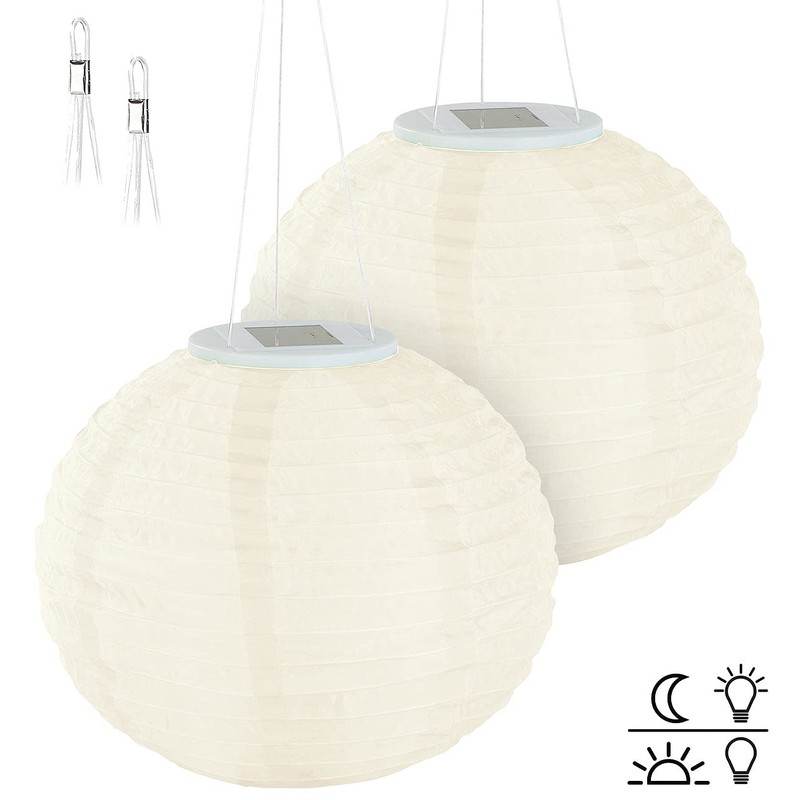 Lunartec Solar Garden Lantern: Set of 2 Solar LED Lanterns,