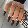 OuryTech Press on Nails Black, 24 Pieces All Black Medium