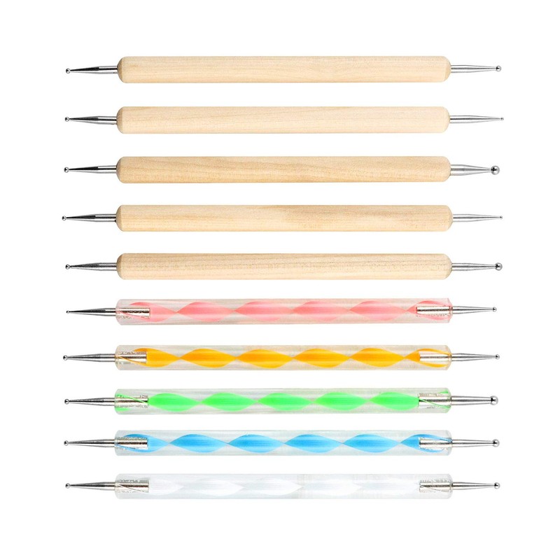 QWORK 10PCS Dotting Tools Set for Nail Art, Embossing Pattern