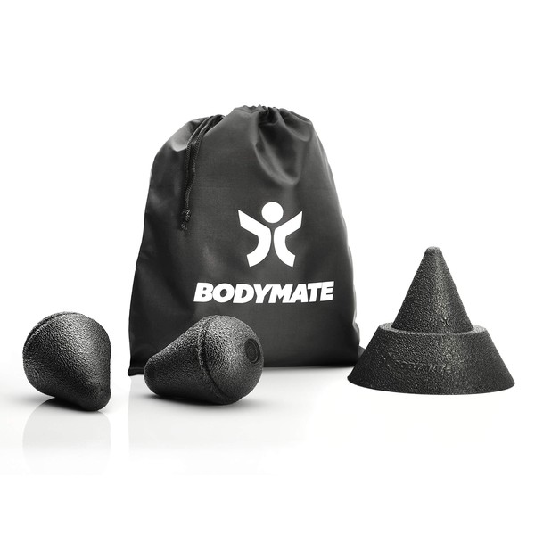 BODYMATE Trigger Point Push Kit - 3 Different Hand Pushers and Bracket for Working on Floor and Wall in Set