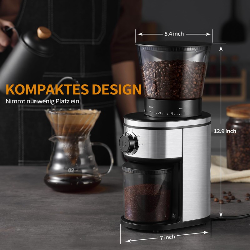 Ollygrin Burr Coffee Grinder, Electric Conical Coffee Bean Grinder With