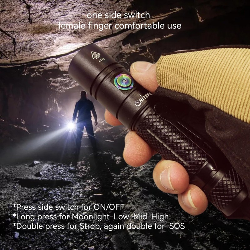 Nitefox Rechargeable LED Flashlight Bright Pocket Flashlight 1500LM Handheld Flashlight
