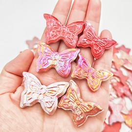 1.1lb Iridescent Butterfly Ceramic Mosaic Tiles for Crafts Bulk, Stained Porcelain Mosaic Pieces for Mosaic Craft Supplies,DIY Mosaic Outdoor Decor (Iridescent Red)