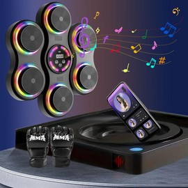 Music Boxing Machine, Boxing Wall Mount Machine For Adult, Smart Boxing Traineing Machine With Boxing Gloves, Boxing Workout Equipment Target For Home, Office, Gym (Upgrade) - Colour: BLACK