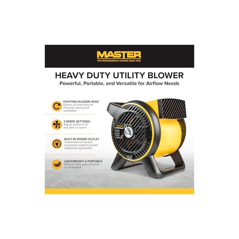 Master Heavy Duty Utility Blower, 3 Speed Portable Floor Fan