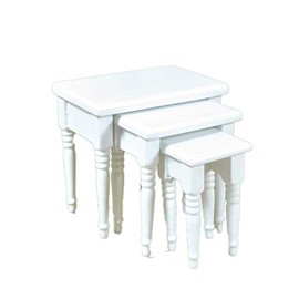 Melody Jane Dolls House White Nest of Tables Miniature 1:12 Living Room Furniture