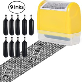Identity Theft Protection Roller Stamp with Refill Ink - Confidential Roller Stamp for Privacy Information-Identity Theft Protection & Address Blocker（Yellow with 9 Pack Refillable Ink）
