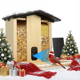 Intoo Lifes Smart Bird Feeder with Camera Solar Powered for Outdoors - 2.5K HD Wireless Birds Watching Camera, AI Identify Species,Auto Capture Birds Videos.Ideal Gift for Christmas，Bird Lover，Mom