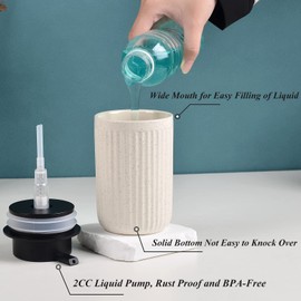 BosilunLife Dish Hand Soap Dispenser - Liquid Pump Soap Dispenser for Bathroom Decro 12oz Ceramic Kitchen Dish Dispenser with Rust-Proof Liquid Pump Modern Refillable Lotion Bottles