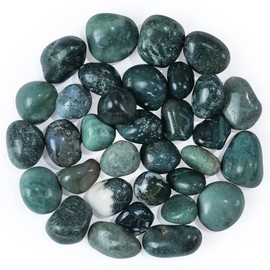 SUBSH Moss Agate Crystals and Healing Stones - Tumbled Crystals Bulk - Crystal Gemstones Healing - Collection of Stones in A Suitcase - Crystal Kit - Metaphysical Gifts