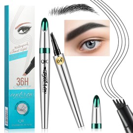 Eyebrow Pen - Microblading Eyebrow Pencil with Micro-Fork Precise Brush-Tip - Creates Natural Looking Brows Effortlessly and Stays on All Day - Waterproof Brow Pencil Hair, Natural Black