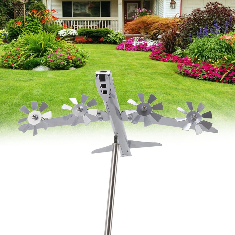 Metal Airplane Windmill Yard Spinner Airplane Wind Stainless Steel Sculpture