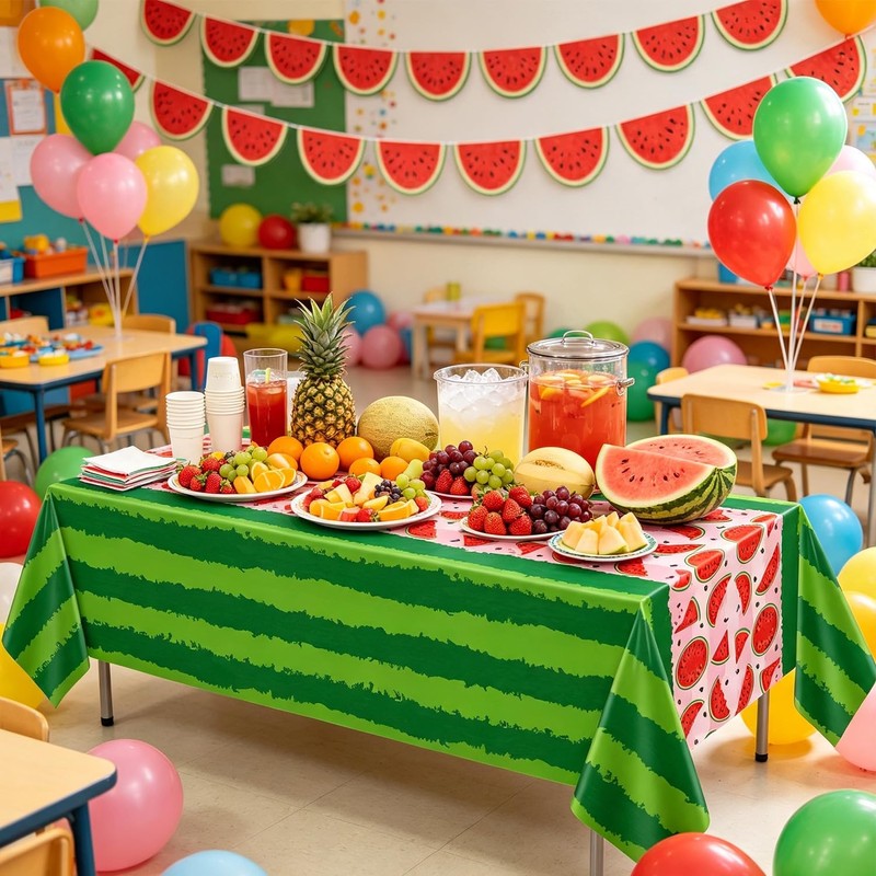 4 Pack Watermelon Rind Tablecloth Green Melon Rectangle Table Cloth
