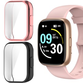 IDW26 Smart Watch Case, Compatible for AITAFY Smart Watch Case, Lamshaw TPU Case with Screen Protector Compatible for AITAFY IDW26, MILOUZ IDW26, TMHAI IDW26, Faweio IDW26, SOUYIE IDW26 (Pink+Black)