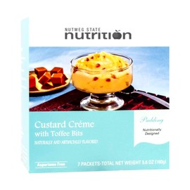 Nutmeg State Nutrition – Instant Protein Pudding Mix, Low Calorie, Low Carb, Bariatric Diet Friendly, Ideal Protein Compatible, 7 Servings Per Box (Custard Creme with Toffee Bits)