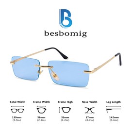 besbomig Rimless Sunglasses Women Men Retro Glasses for Festival Rrave Outfit Fancy Dress 90s Party Glasses Fashion Glasses Hippie Accessories