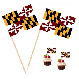 100 Pcs Maryland Toothpick Flag Mini Small Maryland Cupcake Topper Flags﻿