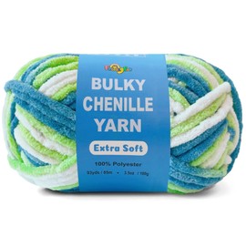 FREEASYFAR Velvet Chenille Yarn for Crocheting and Knitting – Bulky (93 Yards/100g), Extra Soft Polyester Chunky Yarn for DIY Crafts, Plush Toys, Blankets (Ocean Breeze, 1 Pack)