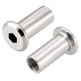 M6x12 Barrel Nuts, Socket Head, Insert Furniture Hexagonal Allen Flat Head Cap Nuts, Alan Key Sleeve Hex Nut, Zinc Plated Galvanized Heavy Duty Rivet Hex Fasteners for 6mm Bolts (10 pack)