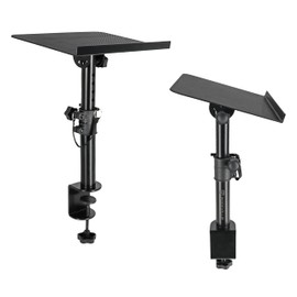 Rockville DMS75 Pair Studio Monitor Speaker Stands, Desk Clamp, 15 Degree Adjustable Tilt, 6 Height Positions, Silicone Anti-Slip Pad
