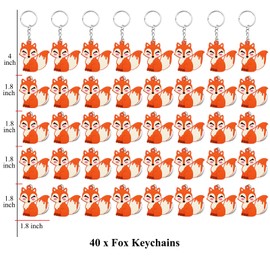 Elecrainbow 40 Pack Fox Keyring Pack Party Favor for Woodland Party, Camp, Stay Clever Themed , Gender Reveal