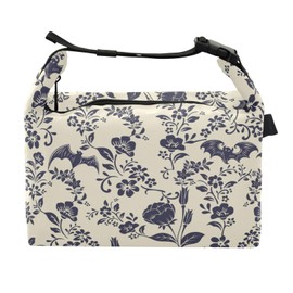 XUWU Goth Bat Print Insulated Lunch Bag for Kids Adults Reusable Lightweight Lunch Box Tote with Detachable Strap, Leakproof Compact for School Office Picnic