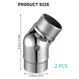 Pack of 2 Stainless Steel Handrail Joint Connectors, Pipe Connector Kit Adjustable Angle Stainless Steel Railing Accessories - Flexible, Stylish and Durable