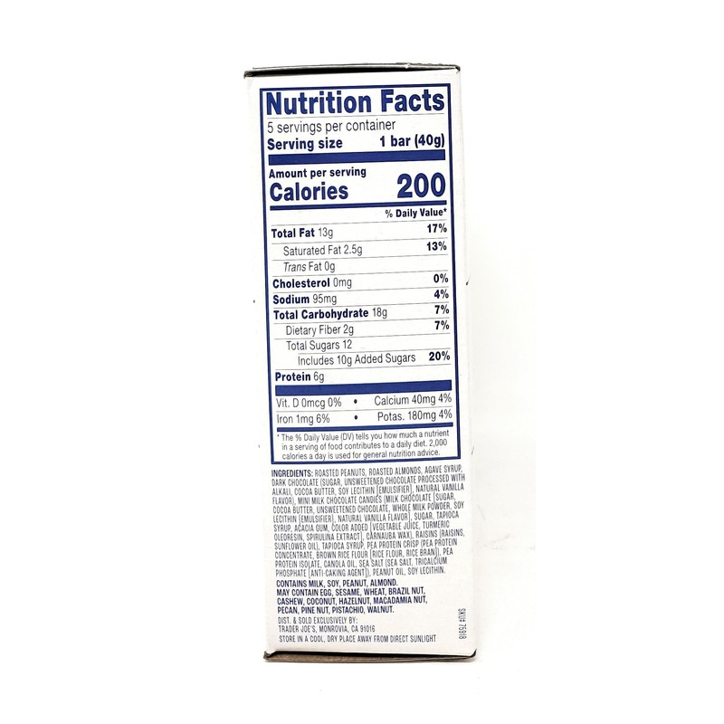 Generic Trader Joe's Rainbow's End Trail Mix Bars 5-1.41 Bars,