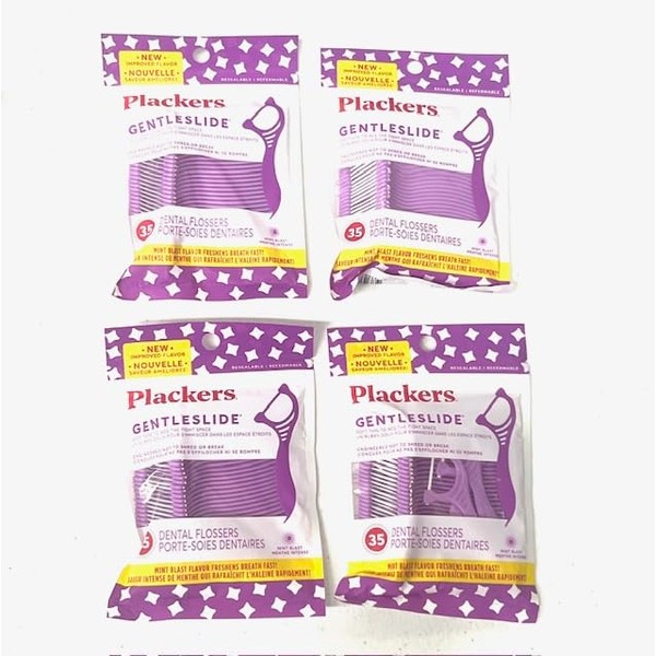 4-Pack of Gentleslide Dental Flossers for Tight Teeth, Cool Mint