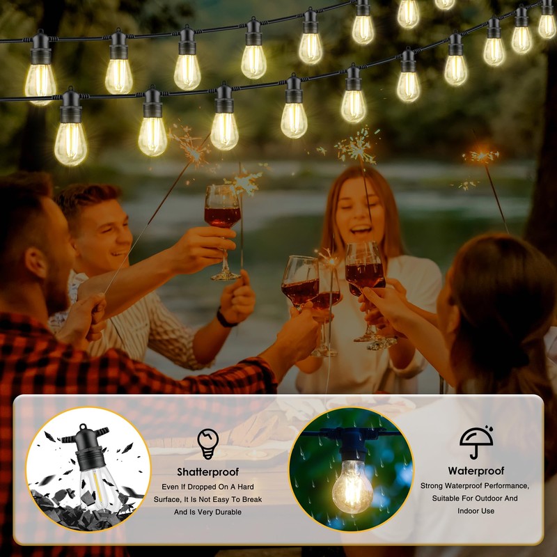 Meonum 14-Pack S14 Bulbs for Outdoor String Lights, 1.7W Dimmable