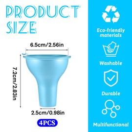 4Pcs Wide Mouth Funnel 3.2 x 1 Inch Silicone Funnels Kitchen Use Flexible Condiment Sauce Canning Set for Filling Oil Water Bottles Home Restaurant Jars Cans