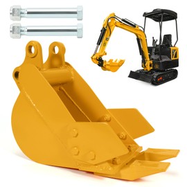 VORGENS 200mm/7.9'' Mini Excavator Bucket, Yellow Narrow Trench Bucket, Fit for Below 3 Tons Mini Excavator Attachment w/Pins*2#Replace Small Digger Micro Excavator Trenching Backhoe