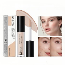 Melemando Full Coverage Concealer 6 Colors Lightweight Liquid Contour Waterproof Color Corrector Liquid Matte Concealer (Color 01)
