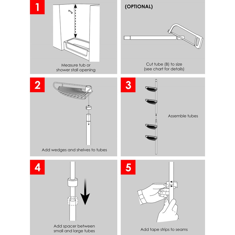 Zenna Home Shower Tension Pole Caddy, Satin Nickel