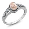 Gem Stone King 925 Sterling Silver Peach Morganite and White
