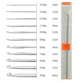 AARNAV Aluminium Crochet Hook for Wool Work, Hand Knitted Sewing DIY Craft Weaving Needle, Ideal for Sweaters, Purses, Scarves, Hats Grey, 15cm (6") One Metal Crochet Hook (Grey Size 7/4.5mm)