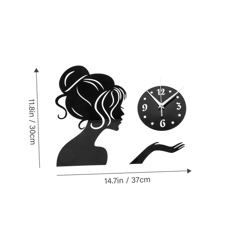 ABOOFAN Acrylic Girl Shape Wall Clock Modern Frameless Sticker Design