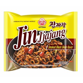 OTTOGI JIN Jjajang- Korean Style Instant Noodle - Black Bean Sauce Jjajang Ramen, Jjajangmyeon, 4.76oz 32Pack