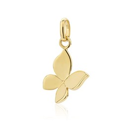 NKlaus Small Butterfly Pendant without or with Zirconia 333 Yellow Gold 12 mm Shiny or 10.6 mm Bi-Colour, Yellow Gold