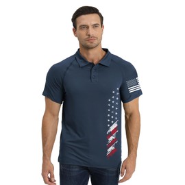 H HYFOL Short Sleeve Polo Shirts for Men Graphic Stretch Casual American Patriotic Raglan Golf Polos for Men(Navy Blue,4XL)