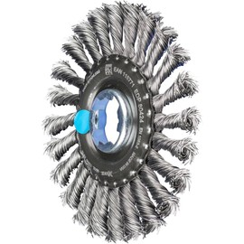 PFERD TOOLS Round Brush, 125 x 12 mm, Braided 0.50 mm Stainless Steel Wire, X-LOCK (22.23 mm), 43303038 - for Quick and Comfortable Tool Change