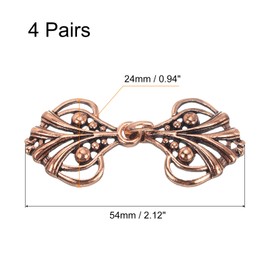 uxcell Cloak Clasp, 4 Pairs Sew on Hooks and Eyes Vintage Cape Clasps Sweater Shawl Collar Cardigan Buckles(Copper)